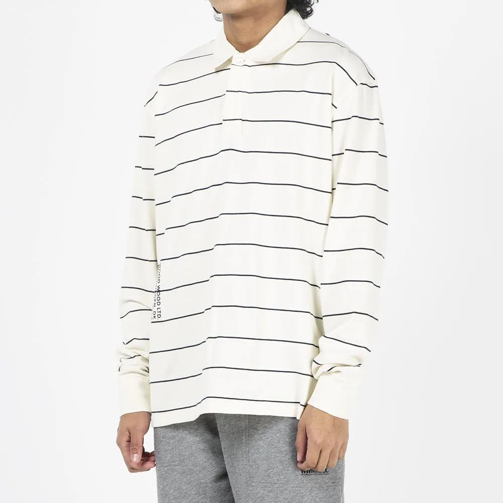 Wood Wood Beck Long Sleeve Rugby Shirt / Off White Stripes