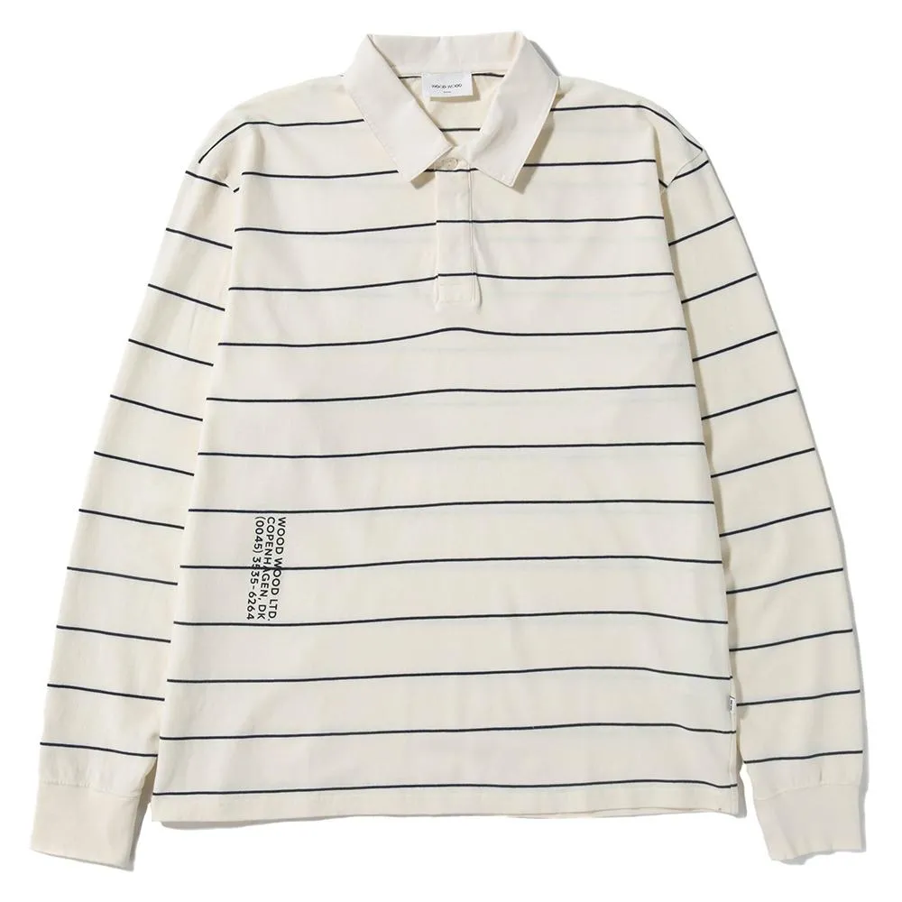 Wood Wood Beck Long Sleeve Rugby Shirt / Off White Stripes
