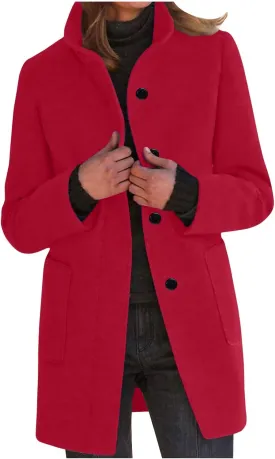 Wool Coat for Women Plus Size Thicken Pea Coats Stand Collar Single Breasted Trench Coat 2024 Fashion Winter Jackets