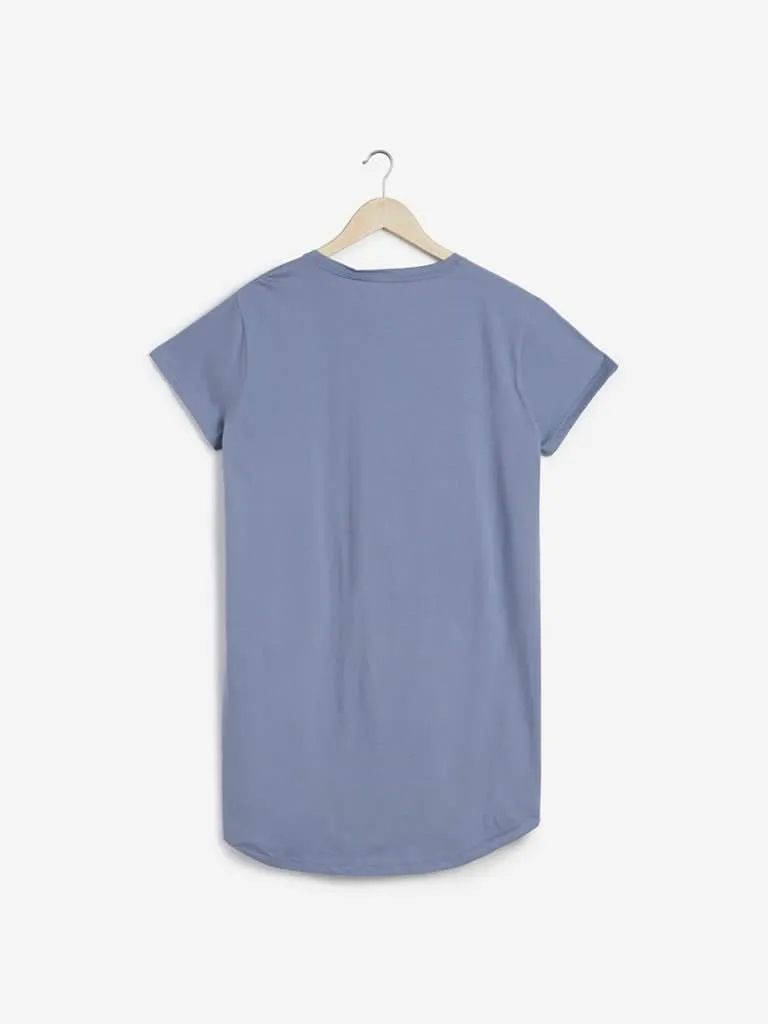 Wunderlove Blue Animal Printed Nightdress