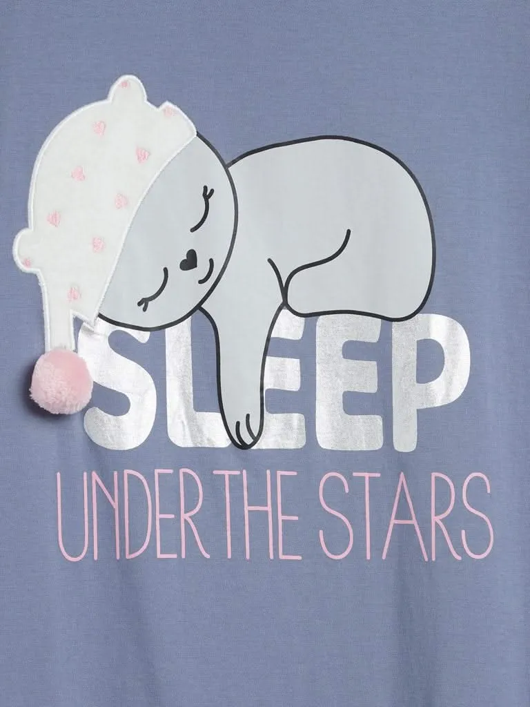 Wunderlove Blue Animal Printed Nightdress