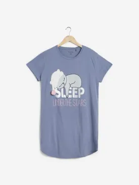 Wunderlove Blue Animal Printed Nightdress