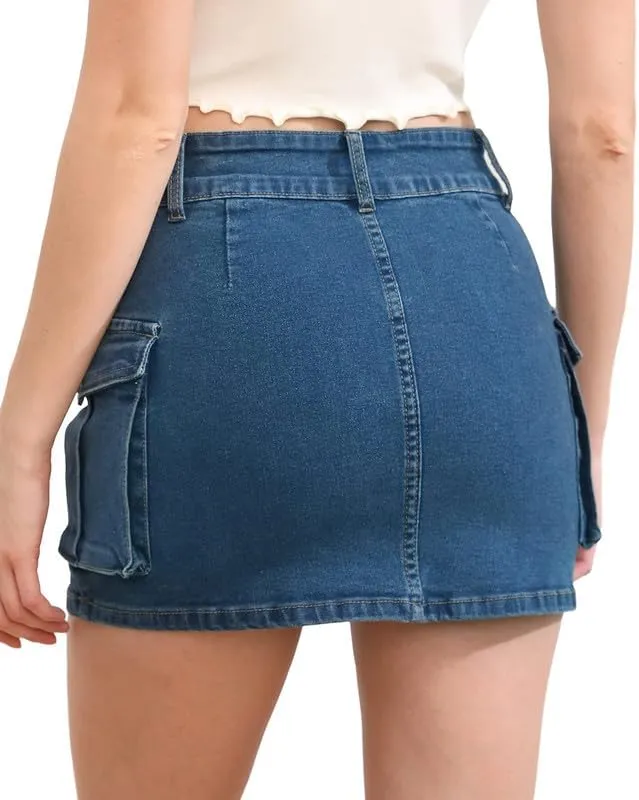 Y2k Low Waist Jeans Skirts for Women E Girls 90s Streetwear Patchwork A-line Skirts Harajuku Wrap Short Skirt